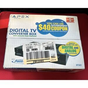 Apex DT250 Digital TV Converter Box w Analog PassThrough‎ w Remote New Sealed